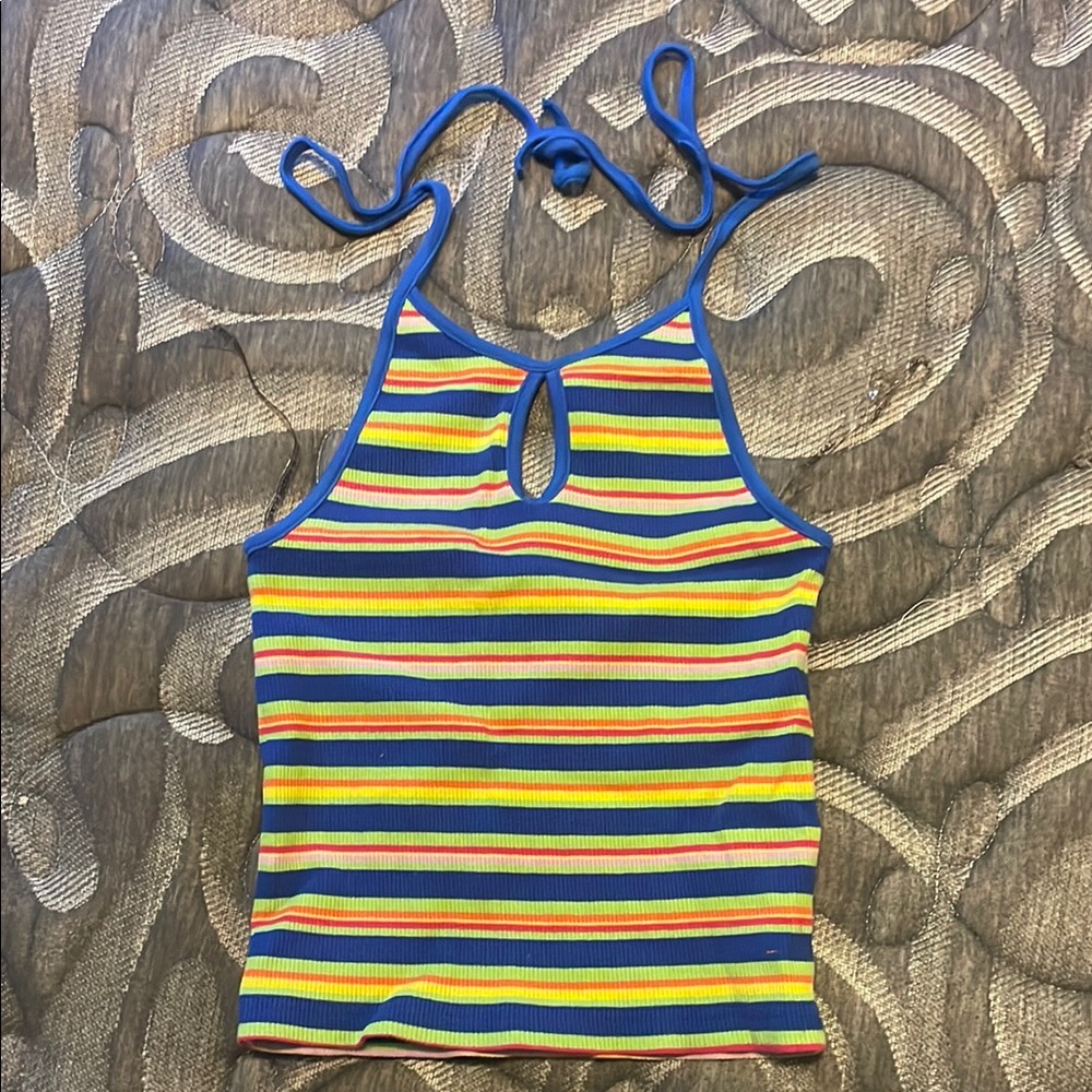 dELiA*s Multicolor Striped Halter Crop Top